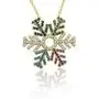 Dahi Shop Snowflake Necklace Delivered in Gift Box 16'' Gold-Tone Chain+2'' Extender Multi Color Winter Theme Modern Fashion Gemstone Handmade Jewelry