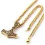 GUNGNEER 18K Gold Plated Thors Hammer Pendant Viking Mjolnir Necklace for Men Women, 316L Stainless Steel Bonus 2 Rune Beads GUNGNEER 18K Gold Plated Thors Hammer Pendant Viking Mjolnir Necklace for Men Women, 316L Stainless Steel Bonus 2 Rune Beads