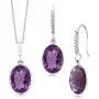 Gem Stone King 925 Sterling Silver Purple Amethyst Pendant and Earrings Set (15.00 Ct, 10X14MM Oval with 18 Inch Silver Chain) Gem Stone King 925 Sterling Silver Purple Amethyst Pendant and Earrings Set (15.00 Ct, 10X14MM Oval with 18 Inch Silver Chain)