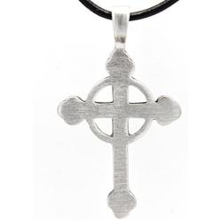Trilogy Jewelry Pewter Christian Cross with Celtic Ring Pendant on Leather Necklace