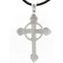 Trilogy Jewelry Pewter Christian Cross with Celtic Ring Pendant on Leather Necklace