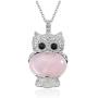Top Plaza Owl Necklaces Rose Quartz Healing Crystal Stone Pendant Necklace Reiki Spiritual Energy Gemstone Quartz Jewelry Owl Gift for Women Girls