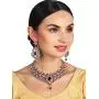 Crunchy Fashion Indian Bollywood Traditional Floral Theme White Rhinestone and Blue Faux Sapphire Bridal Designer Jewelry Necklace Set for Women / Girls