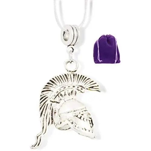 Trojan Helmet Charm Snake Chain Necklace Jewelry Trojan Helmet Charm Snake Chain Necklace Jewelry