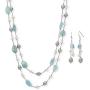 Belacqua Natural Aquamarine & Cultured Freshwater Pearl Layered Station Chain Necklace