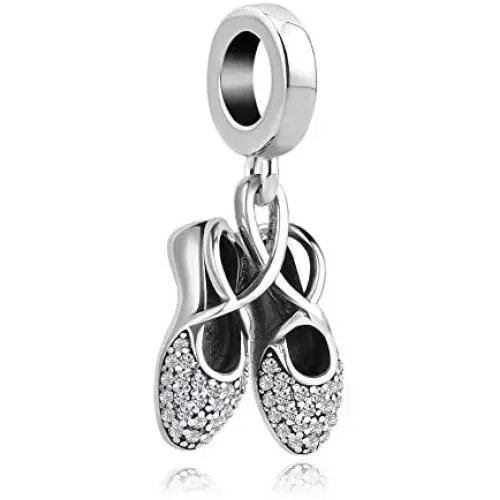 LovelyCharms Ballet Dancer Ballerina Shoes Sterling Silver Dangle Charm for Bracelet LovelyCharms Ballet Dancer Ballerina Shoes Sterling Silver Dangle Charm for Bracelet