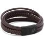 Akitsune Pax Leather Bracelet | Link Bangle Trinket Women Magnetic Bracelet - Silver Matte Black