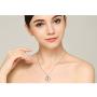 925 Sterling Silver Cubic Zirconia Love Heart Engraved Necklace for Women, 18''