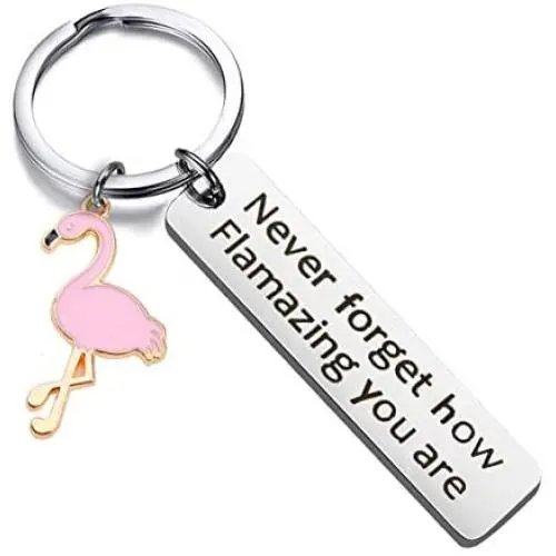 JIGAL Motivational Flamingo Keychain Never Forget How Flamazing You are Keychain Flamingo Lover Jewelry Gift for Family BFF Animal Lovers JIGAL Motivational Flamingo Keychain Never Forget How Flamazing You are Keychain Flamingo Lover Jewelry Gift for Family BFF Animal Lovers