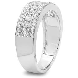 Dazzlingrock Collection 10K Round Gemstone & Diamond Ladies Anniversary Wedding Band Stackable Ring, White Gold