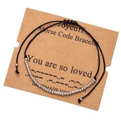 Inspirational Morse Code Encouragement Bracelets for Women Funny Jewelry Gifts for Teen Girls Daughter Sister Best Friend Friendship Adjustable Dainty Silk Beaded Wrap Bracelet