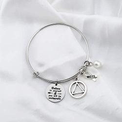 FUSTMW AA Recovery Bracelet Sobriety Gift Alcoholics Anonymous Gift AA Sober Recovery Jewelry AA Sobriety Bracelet Believe in Yourself and You Will Be Unstoppable