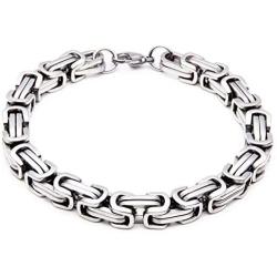 Garysiom 7MM Stainless Steel Chain Link Bracelets for Men Byzantine Bracelets Silver Tone