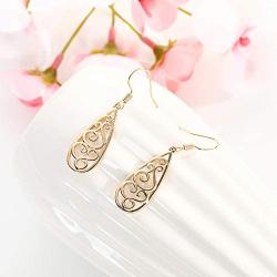 Fashion Palace Hollow Carved Helix Knot Assorted Dangle Twist Wave Filigree Teardrop Heart Peach Linear Earrings for Women Girls Teen Trendy Jewelry