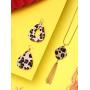 Hicarer Leopard Jewelry Set Long Necklace for Women Leopard Quatrefoil Necklace with Leather Teardrop Earrings, 3 Pack