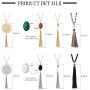 LOYALLOOK 8 Pieces Long Statement Pendant Necklaces Set for Women Disk Circle Chain Tassel Pearl Boho Beads Pendant Necklaces Fashion Jewelry