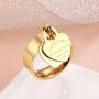JINHUI Valentines Day Gift Jewelry 18K Gold/Rose Gold Forever Love Ring with Engraved Heart Charm Jewelry for Women Size 7#, 8#, 9#,10#