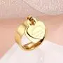 JINHUI Valentines Day Gift Jewelry 18K Gold/Rose Gold Forever Love Ring with Engraved Heart Charm Jewelry for Women Size 7#, 8#, 9#,10#