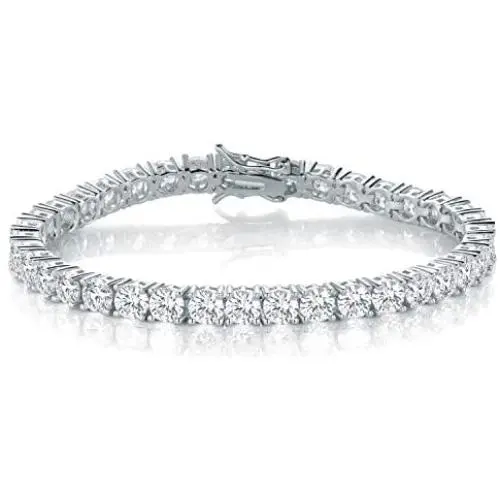 GMESME 18K White Gold Plated 5.0 Round Cubic Zirconia Classic Tennis Bracelet 7.5 Inch GMESME 18K White Gold Plated 5.0 Round Cubic Zirconia Classic Tennis Bracelet 7.5 Inch