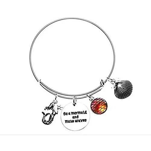 Infinity Collection Mermaid Charm Bangle Bracelet, Be a Mermaid and Make Waves Jewelry Infinity Collection Mermaid Charm Bangle Bracelet, Be a Mermaid and Make Waves Jewelry