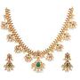Tarinika Premal Antique Gold-Plated Indian Jewelry Set with Necklace and Earrings - White Red Green