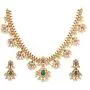 Tarinika Premal Antique Gold-Plated Indian Jewelry Set with Necklace and Earrings - White Red Green Tarinika Premal Antique Gold-Plated Indian Jewelry Set with Necklace and Earrings - White Red Green