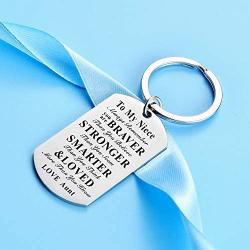 Inspiration Keychain to Niece Nephew Gift from Aunt Family Jewelry Always Remember You are Braver Smarter (to My Niece)