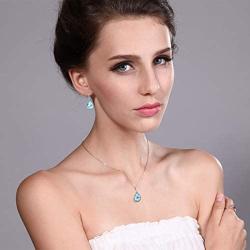 Gem Stone King Sterling Silver Blue Topaz Pendant and Earrings Set 22.50 cttw Pear Shape 16X12MM Gemstone Birthstone with 18inches silver Chain