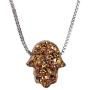 ShinyJewelry 925 Sterling Silver Fashion Box Chain Sparkly druzy Stone Necklaces Hamsa Hand Pendant Necklace for Women