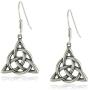 Sterling Silver Celtic Triquetra Knot Triangle Drop Wire Earrings