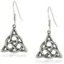 Sterling Silver Celtic Triquetra Knot Triangle Drop Wire Earrings