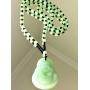 Laughing Buddha Light Apple White Green Jade Stabilized Turquoise Pendant 26'' Necklace Bead Carved Long Large Boho Chain Genuine Certified Grade A Jadeite Hand Crafted, Jade Medallion