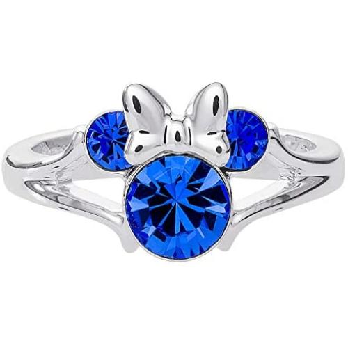 Disney Minnie Mouse Girls Jewelry, Silver Plated Crystal Head Ring, Size 4