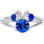 Disney Minnie Mouse Girls Jewelry, Silver Plated Crystal Head Ring, Size 4