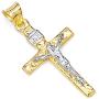 GoldenMine Fine Jewelry Collection 14k Two Tone Gold Crucifix Cross Religious Charm Pendant