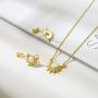 AllenCOCO Round White Opal Adorned Sunburst 14k Gold Plated Necklace/Opal Necklaces for Women