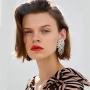 Crystal Beads Earrings Women Ethnic Jewelry Handmade Elegant Big Long Beads Earrings