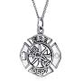 Personalized Medal Firefighter Fire Dept Shield Medallion Pendant Necklace For Women Firemens Wife 925 Sterling Silver