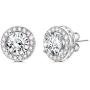 AOBOCO Sterling Silver Halo Earrings Embellished with Crystals from Austria, Hypoallergenic Stud Earrings for Women, Suitable for Anniversary Birthday Wedding Christmas, Fine Jewelry Gifts for Her