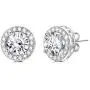 AOBOCO Sterling Silver Halo Earrings Embellished with Crystals from Austria, Hypoallergenic Stud Earrings for Women, Suitable for Anniversary Birthday Wedding Christmas, Fine Jewelry Gifts for Her