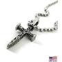 FORGIVEN JEWELRY Nail Cross Necklace Antique Silver Finish on Ball Chain