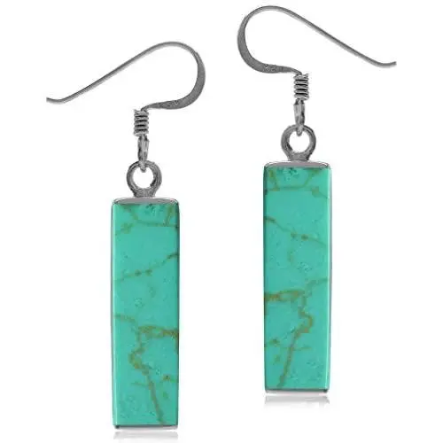 Silvershake Mondern Long Bar Linear 925 Sterling Silver Dangle Hook Earrings