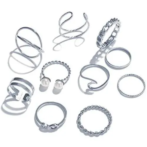 10-20 Pcs Vintage Knuckle Stackable Rings Set for Women, Bohemian Gold/Silver Plated Comfort Fit VSCO Wave Joint Finger Rings Gift 10-20 Pcs Vintage Knuckle Stackable Rings Set for Women, Bohemian Gold/Silver Plated Comfort Fit VSCO Wave Joint Finger Rings Gift