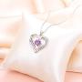 Flyow 925 Sterling Silver Rhodium Plated Cubic Zirconia Forever Love Heart Pendant Necklace for Women Jewelry Birthday Gift