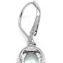 Silvershake 1.94ct. Oval Shape 8x6mm Genuine Aquamarine White Gold Plated 925 Sterling Silver Halo Leverback Earrings