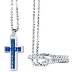 URBAN JEWELRY Polished Solid Tungsten Cross Pendant - Surgical Stainless Steel 22 inch Necklace Chain - Carbon Fiber, and Amethyst Shell Material - 6 Designs and Colors to Choose