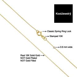 Kooljewelry 10k Yellow Gold 0.6 mm Diamond-cut Cable Chain Necklace (16, 18, 20 or 24 inch)