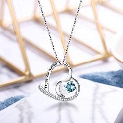 BriLove Women 925 Sterling Silver''I Love You Always & Forever'' Engraved CZ Heart Pendant Necklace