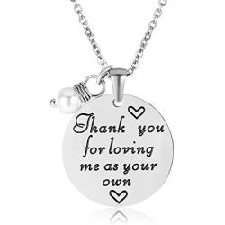 ELOI for Stepmom Thank You for Loving Me As Your Own Necklace Bonus Mom Pendant Mother in Law Jewelry