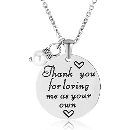 ELOI for Stepmom Thank You for Loving Me As Your Own Necklace Bonus Mom Pendant Mother in Law Jewelry
